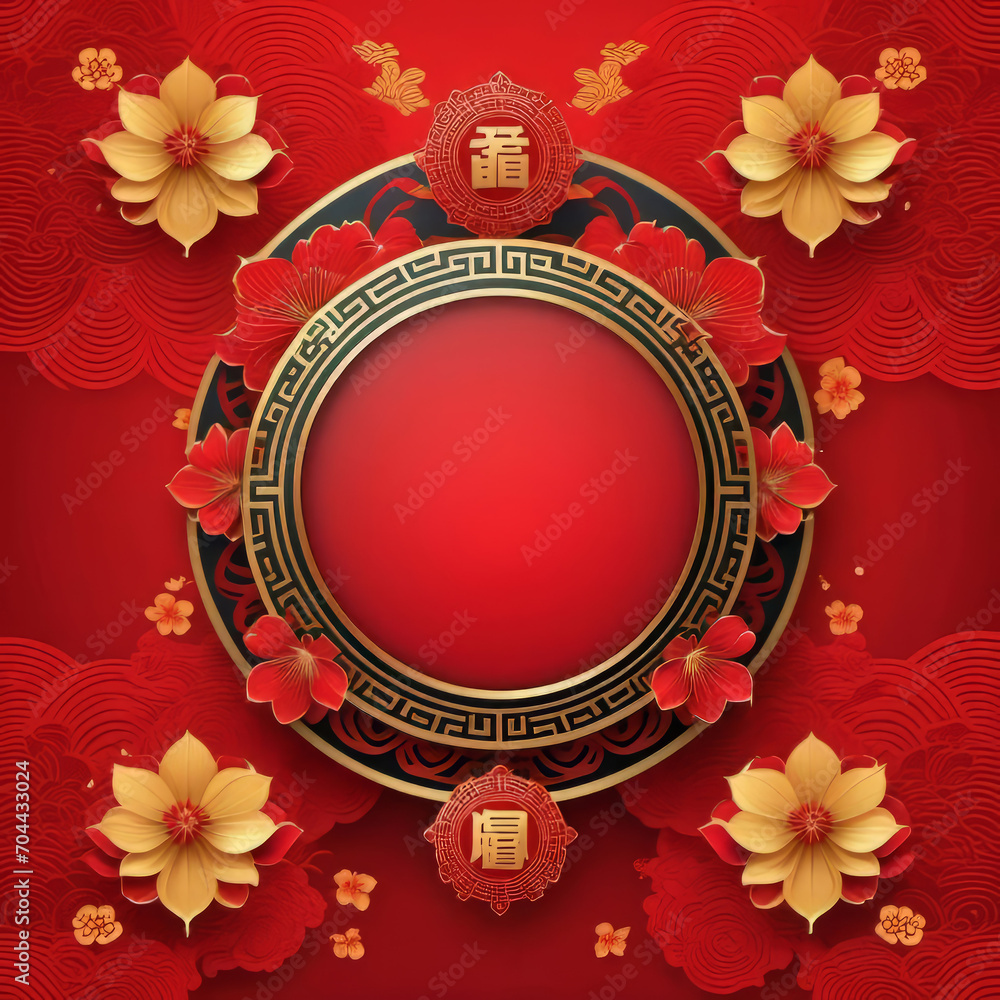 vector illustration, Chinese New Year greetings, traditional Chinese floral patterns and red lanterns, blank background for copy, vector illustration, Chinese New Year greetings, traditional Chinese floral patterns and red lanterns, blank background for copy,
