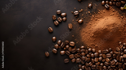 Coffee Powder Coffee Beans Business Poster Background, generative ai