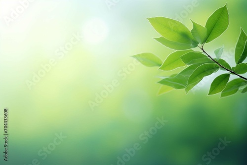 Green leaf for nature on blurred background with beautiful bokeh and copy space for text. 