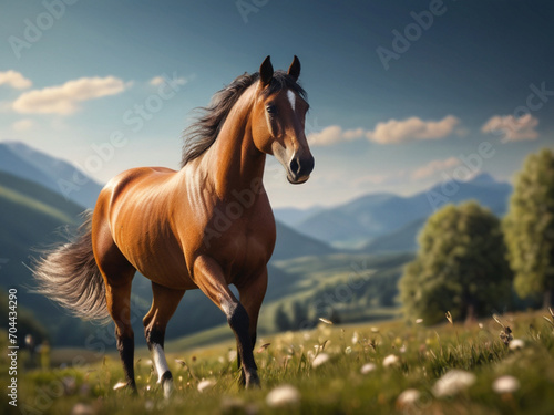 Horse running in the meadow