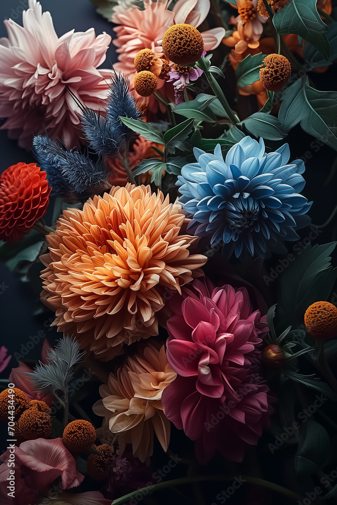 Beautiful fantastic flowers on a dark background Beautiful fantastic flowers on a dark background
