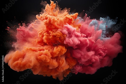 Cloud of colored powders background