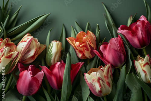 Beautiful composition with tulips  with empty space background