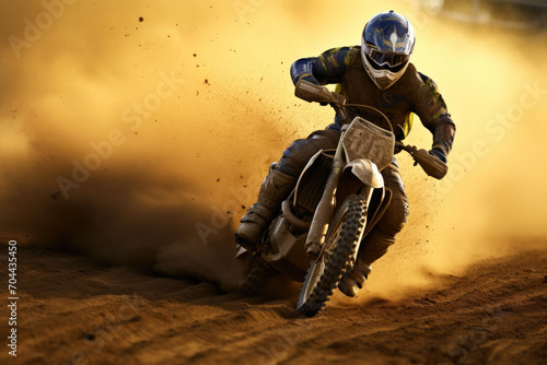 Thrilling Spring Ride: Dusty Trails and Dynamic Light © AIproduction