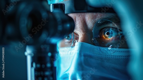 Cataract Surgery Doctor Examining Medical Device photo