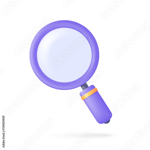 Vector 3D magnifying glass exploring. The idea of ​​expanding the results of research to find some results.