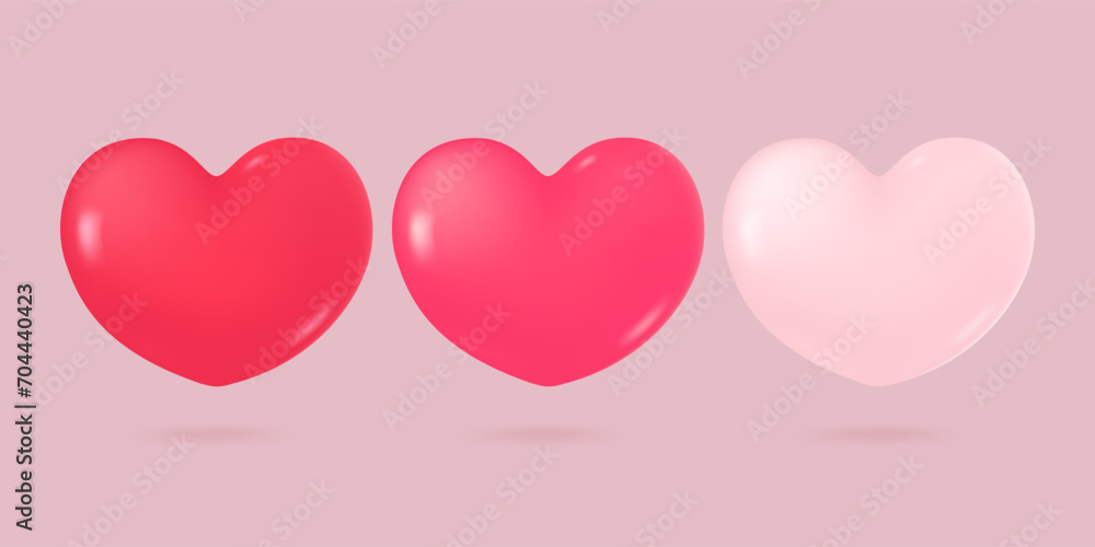 3D red heart vector Feelings of love during Valentine's Day 3D red heart vector Feelings of love during Valentine's Day