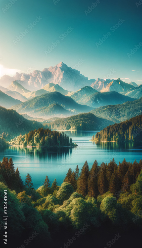 Fototapeta premium 아름다운 산과 물과 경치에 대해서