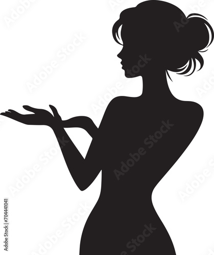 Silhouette of woman presenting something pose