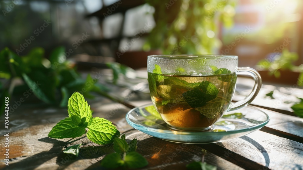 Fresh mint tea with copy space Fresh mint tea with copy space