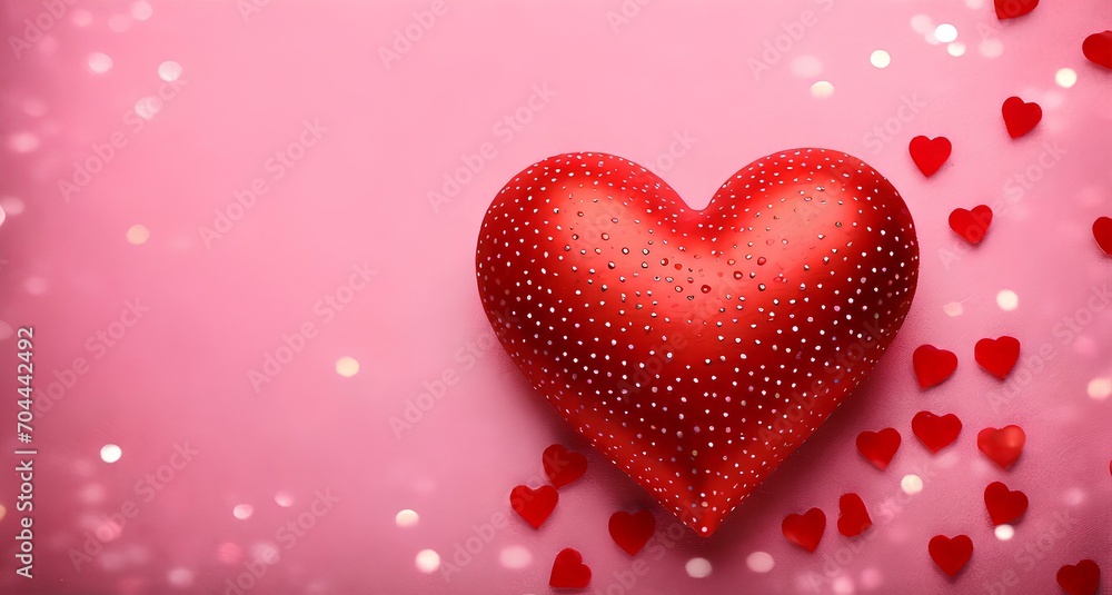  Valentine heart on pink background 