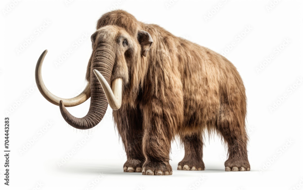 Obraz premium Mammoth with a long job is standing isolated on white background