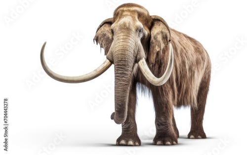 Mammoth with a long job is standing isolated on white background © somkcr