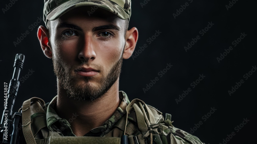 Guardian of the Battlefield, A Mythical Warrior Adorned in Military Regalia, Grasping the Arbiter of Power banner Guardian of the Battlefield, A Mythical Warrior Adorned in Military Regalia, Grasping the Arbiter of Power banner