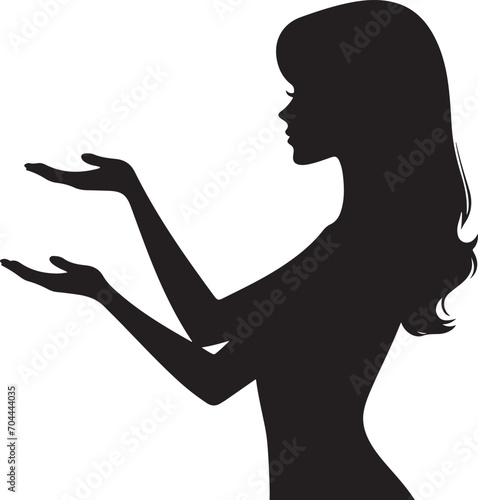 Silhouette of woman presenting something pose
