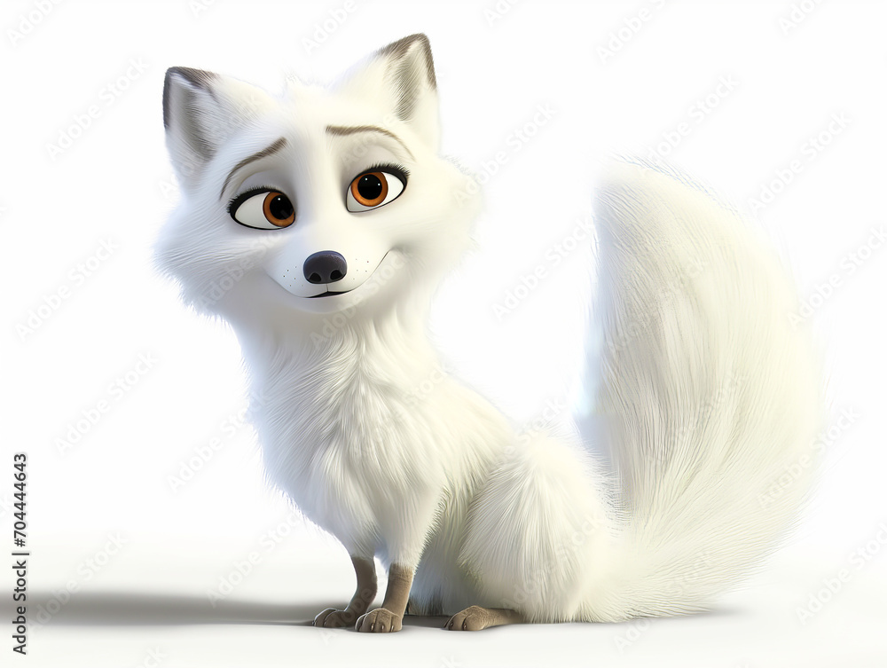 Fototapeta premium 3d arctic fox isolated on white