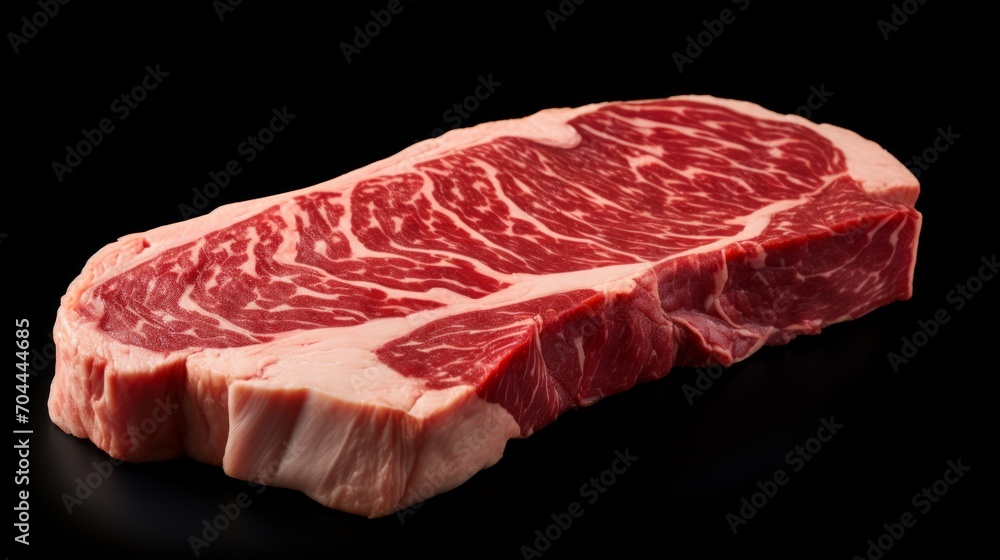 Close-up realistic photo of a marbled ribeye steak against a white background Generative AI Close-up realistic photo of a marbled ribeye steak against a white background Generative AI