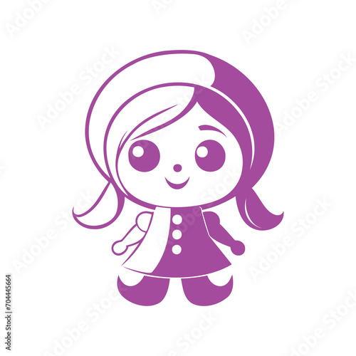Purple Cute Little Girl Illustration