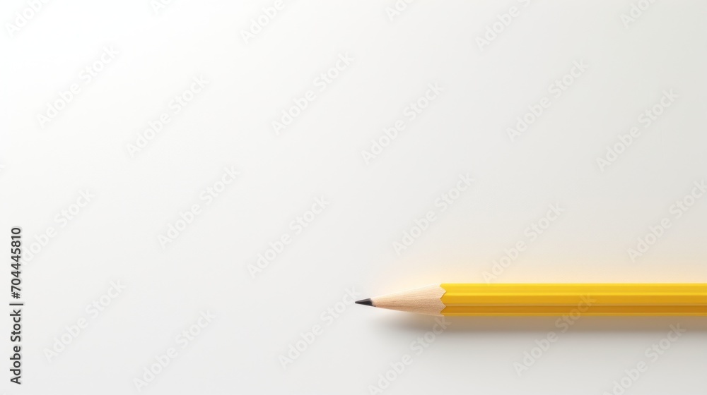 Single bright yellow pencil placed diagonally Generative AI Single bright yellow pencil placed diagonally Generative AI