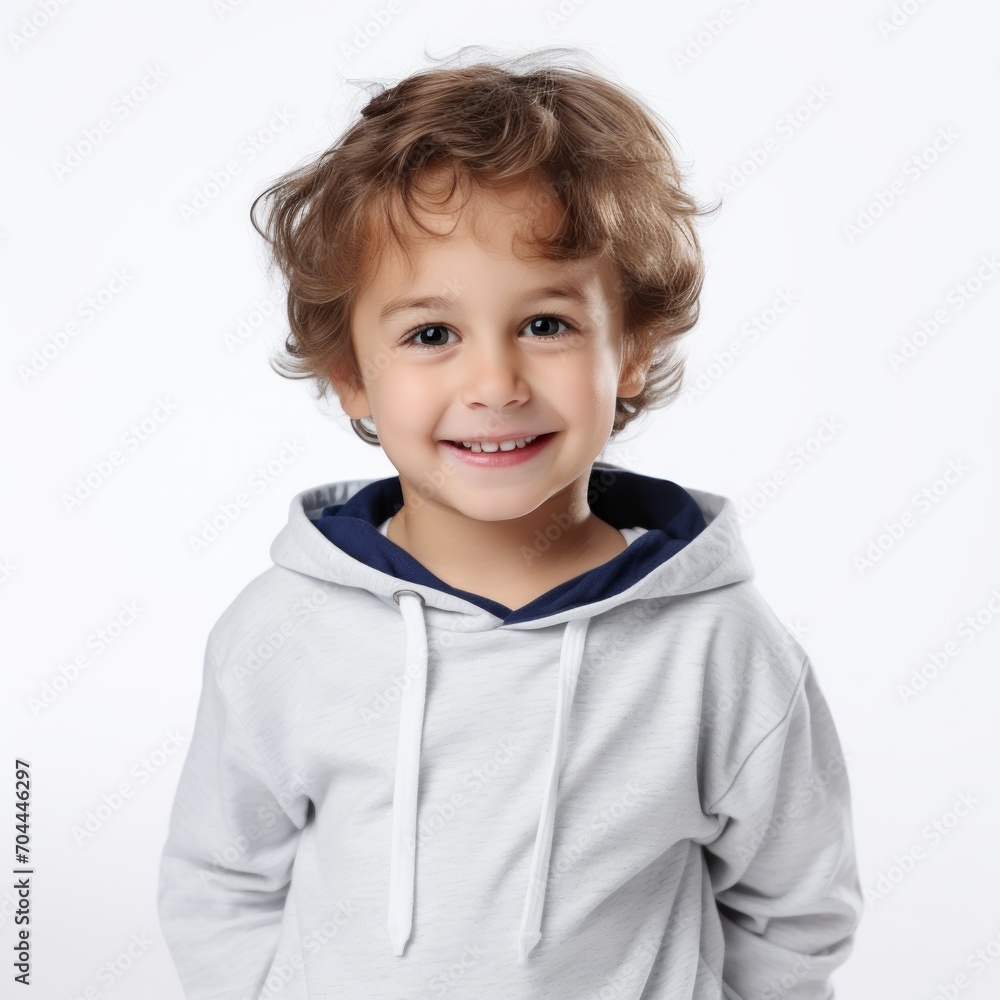 Stock image of a child in casual clothing on a white background Generative AI Stock image of a child in casual clothing on a white background Generative AI