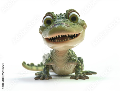 a cute crocodile 3d character isolated on white