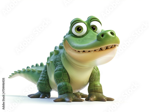 a cute crocodile 3d character isolated on white