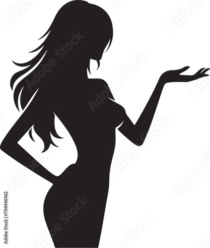 Silhouette of woman presenting something pose