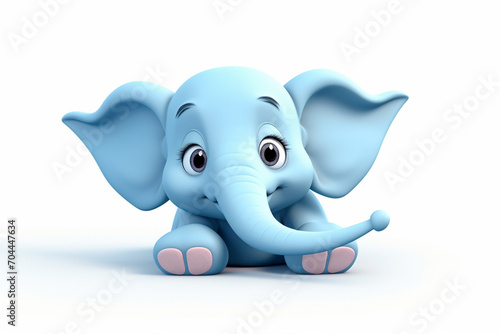 3d animal cute elephant lying down