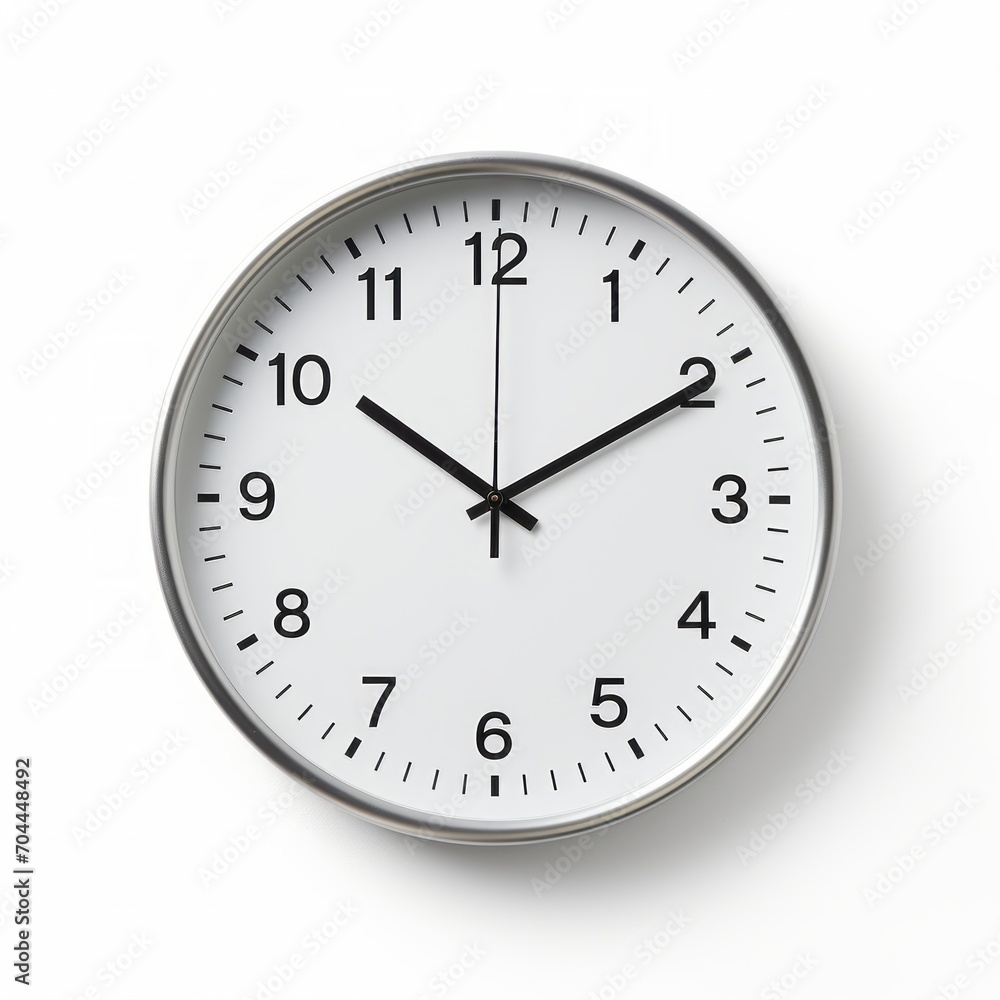 Stock image of an office wall clock on a white background, functional, timekeeping accessory Generative AI Stock image of an office wall clock on a white background, functional, timekeeping accessory Generative AI