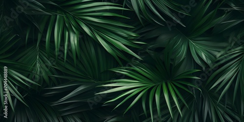closeup of beautiful palm leaves in a wild tropical palm garden, dark green palm leaf texture concept full framed, wallpaper decoration © Ziyan Yang