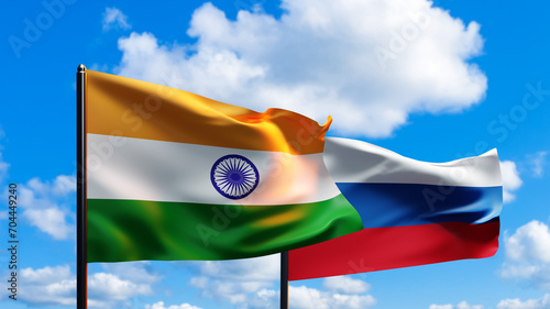 Fotografie Flags of Russia and India
