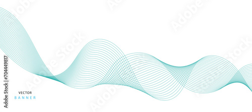 Abstract illustration of vector banner. Modern vector banner template with blue wavy lines.
