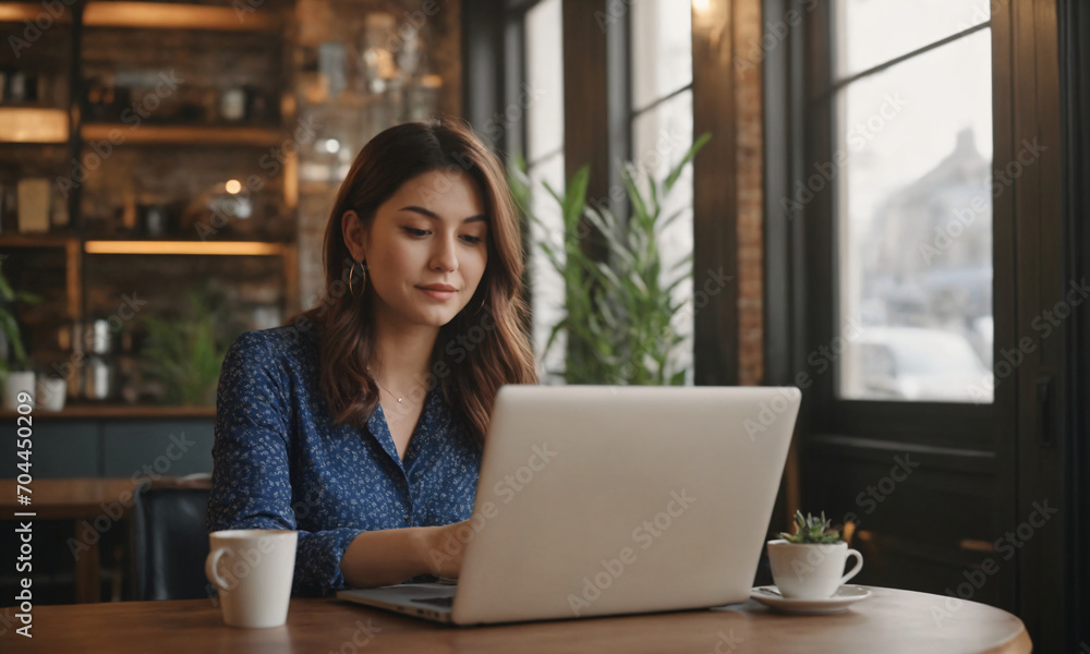 Focused professional working from home office, online work from home, online business, created with Generative AI Focused professional working from home office, online work from home, online business, created with Generative AI