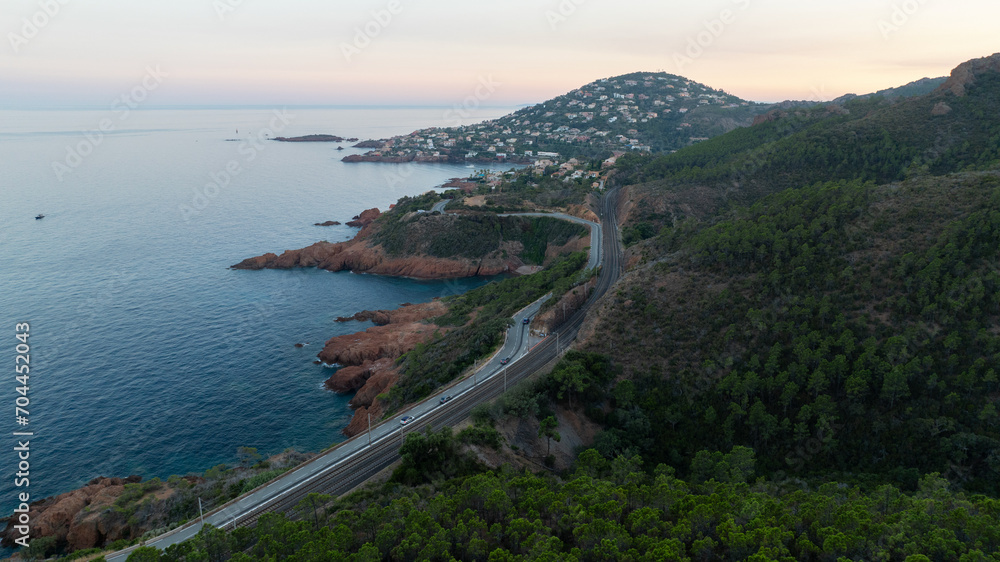 Road along the sea in the french riviera