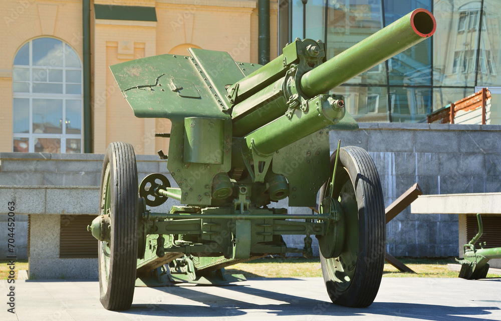 Photo of a portable weapon of the Soviet Union of the Second World War, painted in dark green color Photo of a portable weapon of the Soviet Union of the Second World War, painted in dark green color