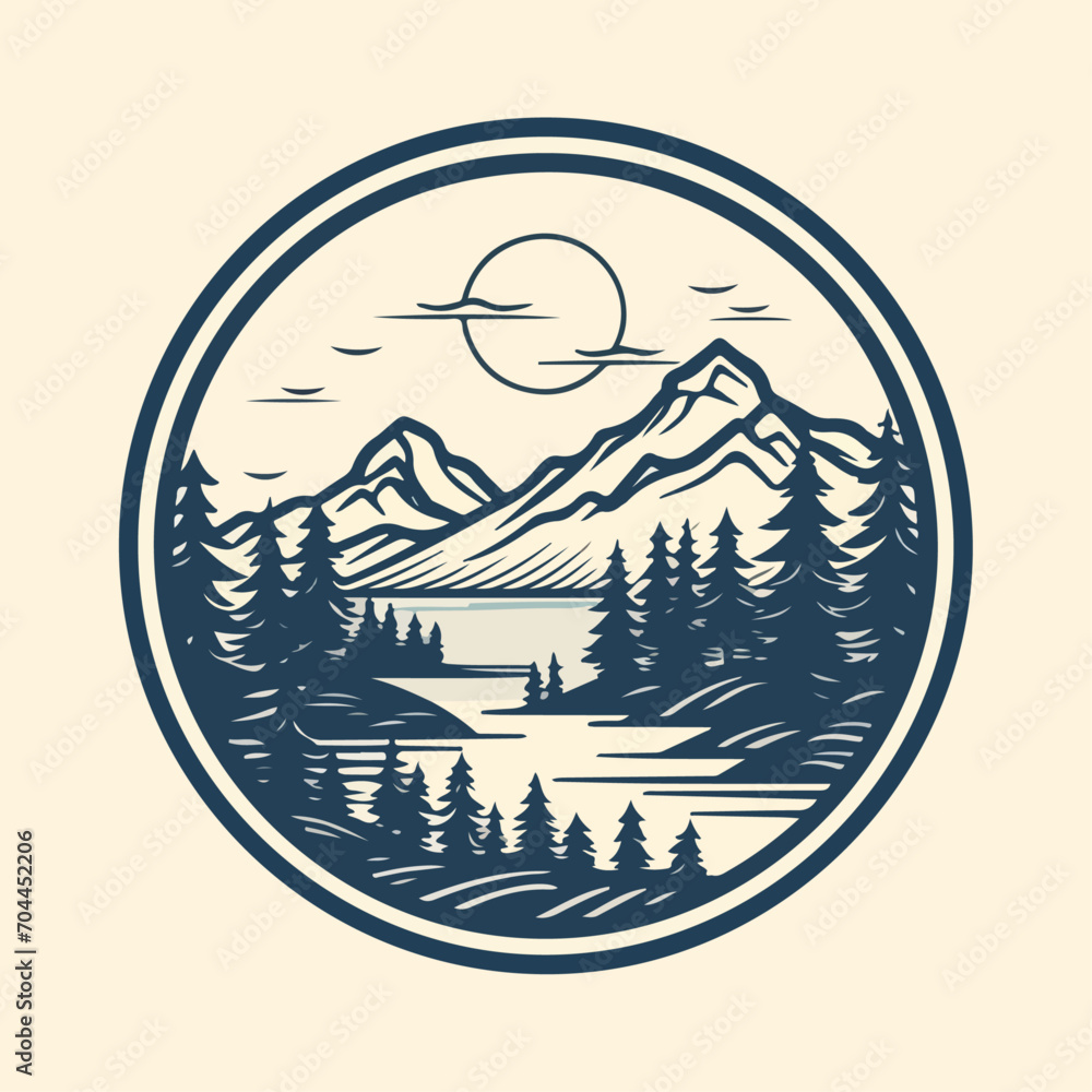 illustration of adventure and nature outdoor badge logo design good for any purpose