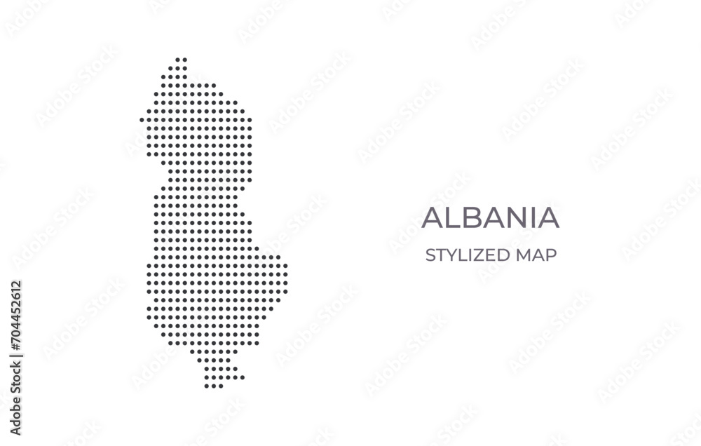 Dotted map of Albania in stylized style. Simple illustration of country map for poster, banner.