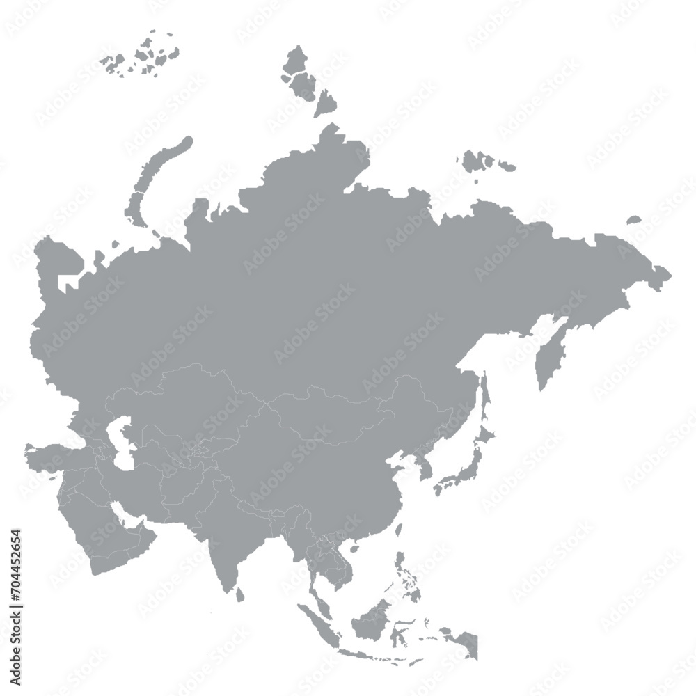 Map of asia with countries. Stylized map of Asia in minimalistic modern style