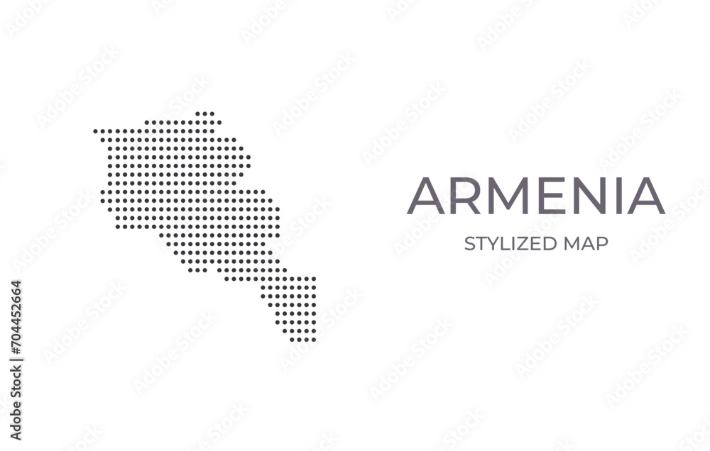 Dotted map of Armenia in stylized style. Simple illustration of country map for poster, banner.