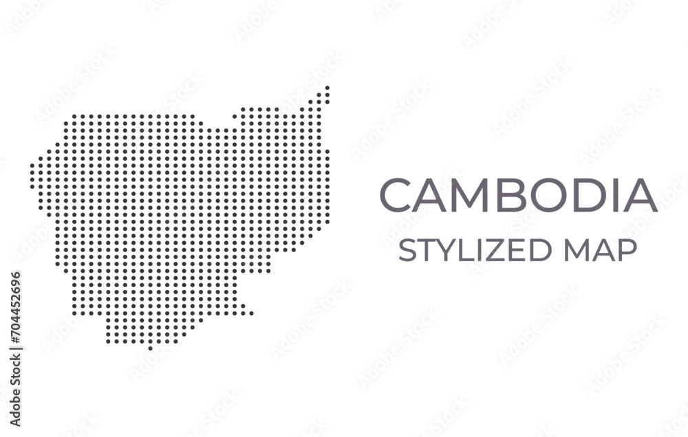 Dotted map of Cambodia in stylized style. Simple illustration of country map for poster, banner.