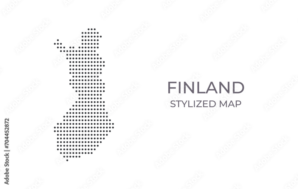 Dotted map of Finland in stylized style. Simple illustration of country map for poster, banner.