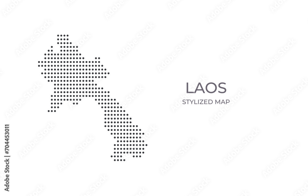 Dotted map of Laos in stylized style. Simple illustration of country map for poster, banner.