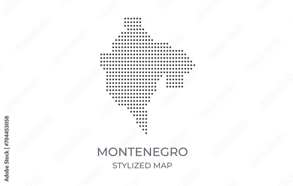 Dotted map of Montenegro in stylized style. Simple illustration of country map for poster, banner.