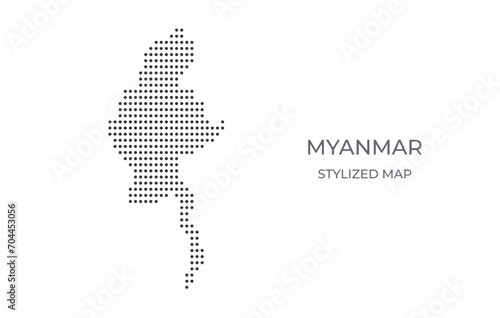 Dotted map of Myanmar in stylized style. Simple illustration of country map for poster, banner.