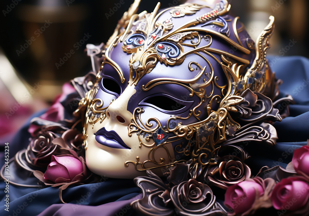 Venetian carnival mask. Tradition and glamour. AI generated