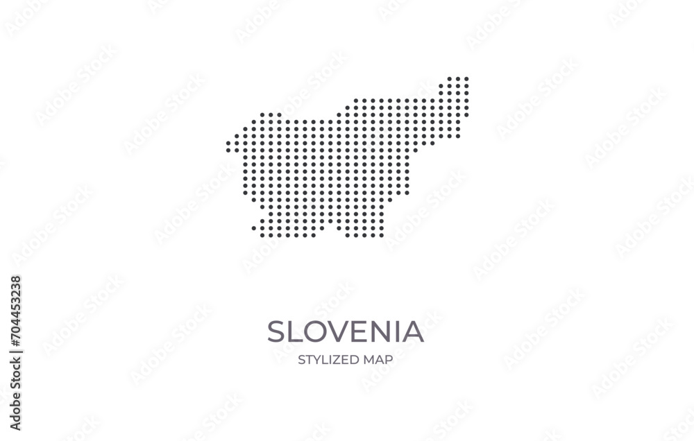 Dotted map of Slovenia in stylized style. Simple illustration of country map for poster, banner.