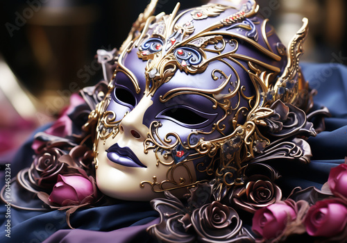 Venetian carnival mask. Tradition and glamour. AI generated © Alicina