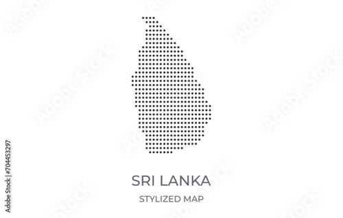 Dotted map of Sri Lanka in stylized style. Simple illustration of country map for poster, banner.