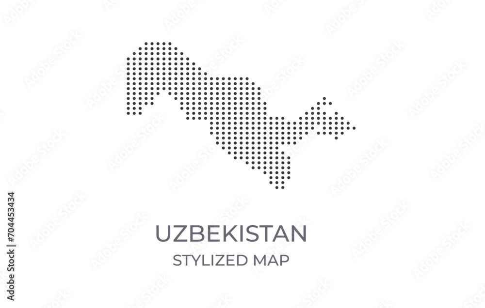 Fototapeta premium Dotted map of Uzbekistan in stylized style. Simple illustration of country map for poster, banner.
