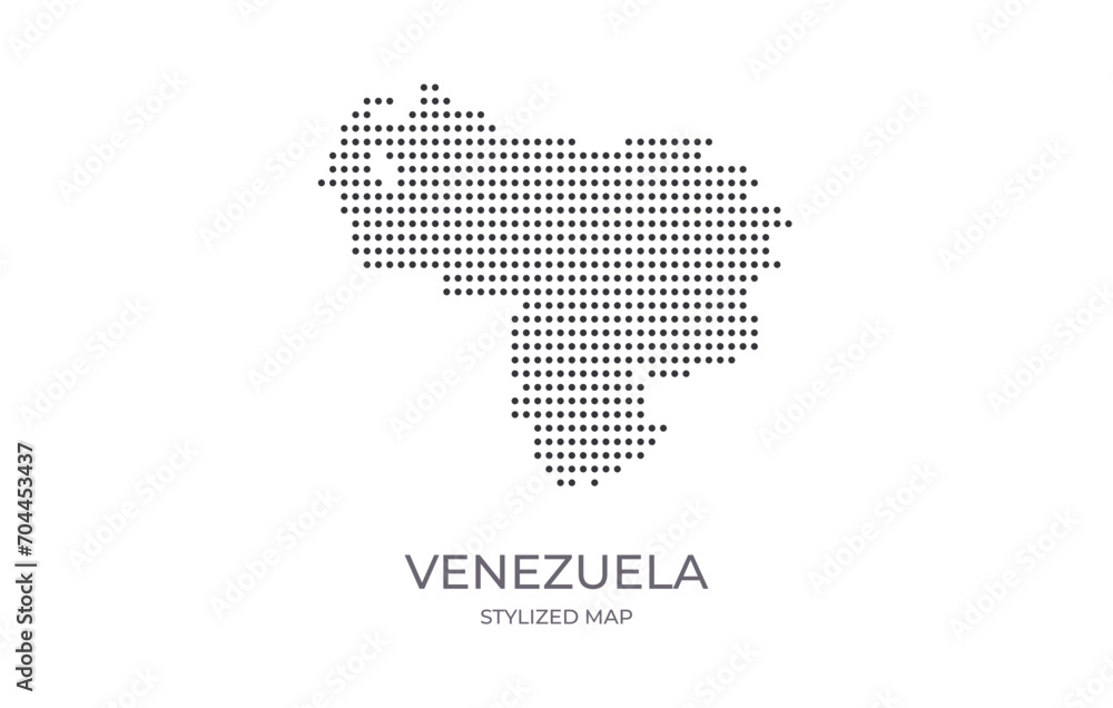 Dotted map of Venezuela in stylized style. Simple illustration of country map for poster, banner.